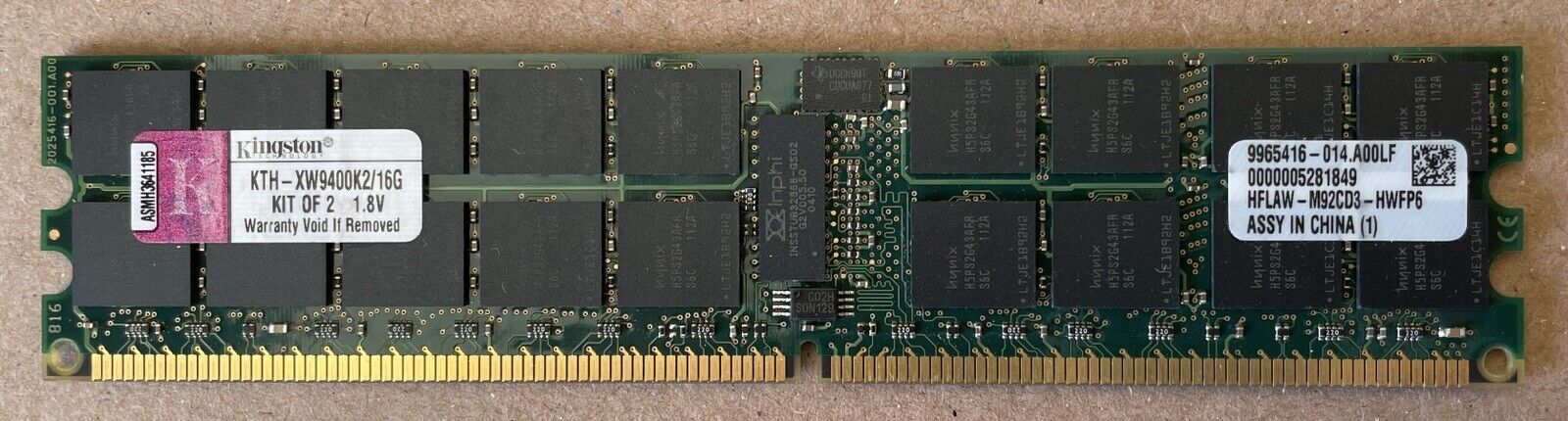1PC of KINGSTON KTH-XW9400K2/16G (8GB) DDR2-667 PC2-5300 8GB ECC REG FOR SERVER