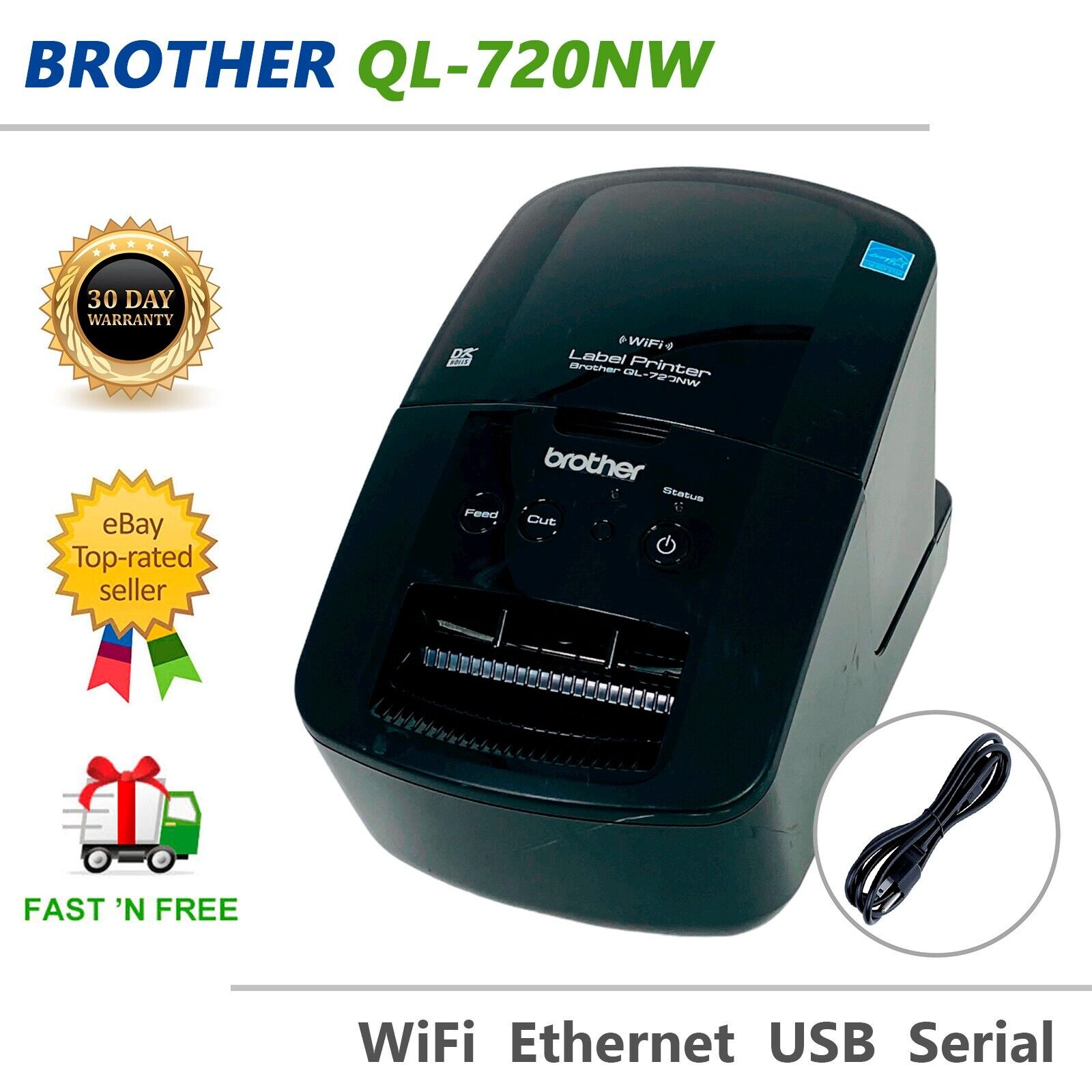 Brother QL-720NW Professional Thermal Barcode Printer WiFi Ethernet USB Serial