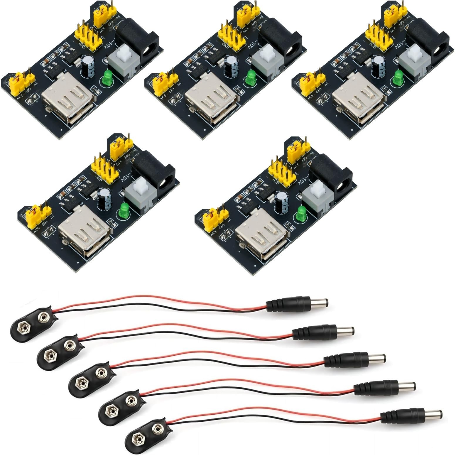 5 PCS Power Supply Module 400 830 Point Solderless Breadboard 3.3V 5V Output