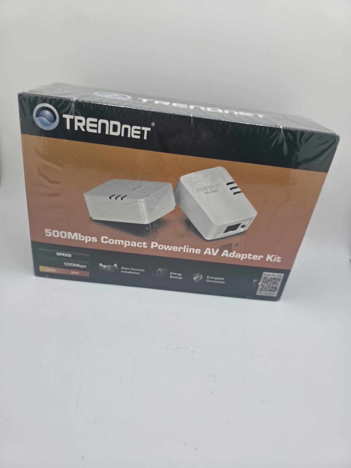 TRENDnet 500Mbps Compact Powerline AV Adapter Kit TPL-406E2K New & Sealed