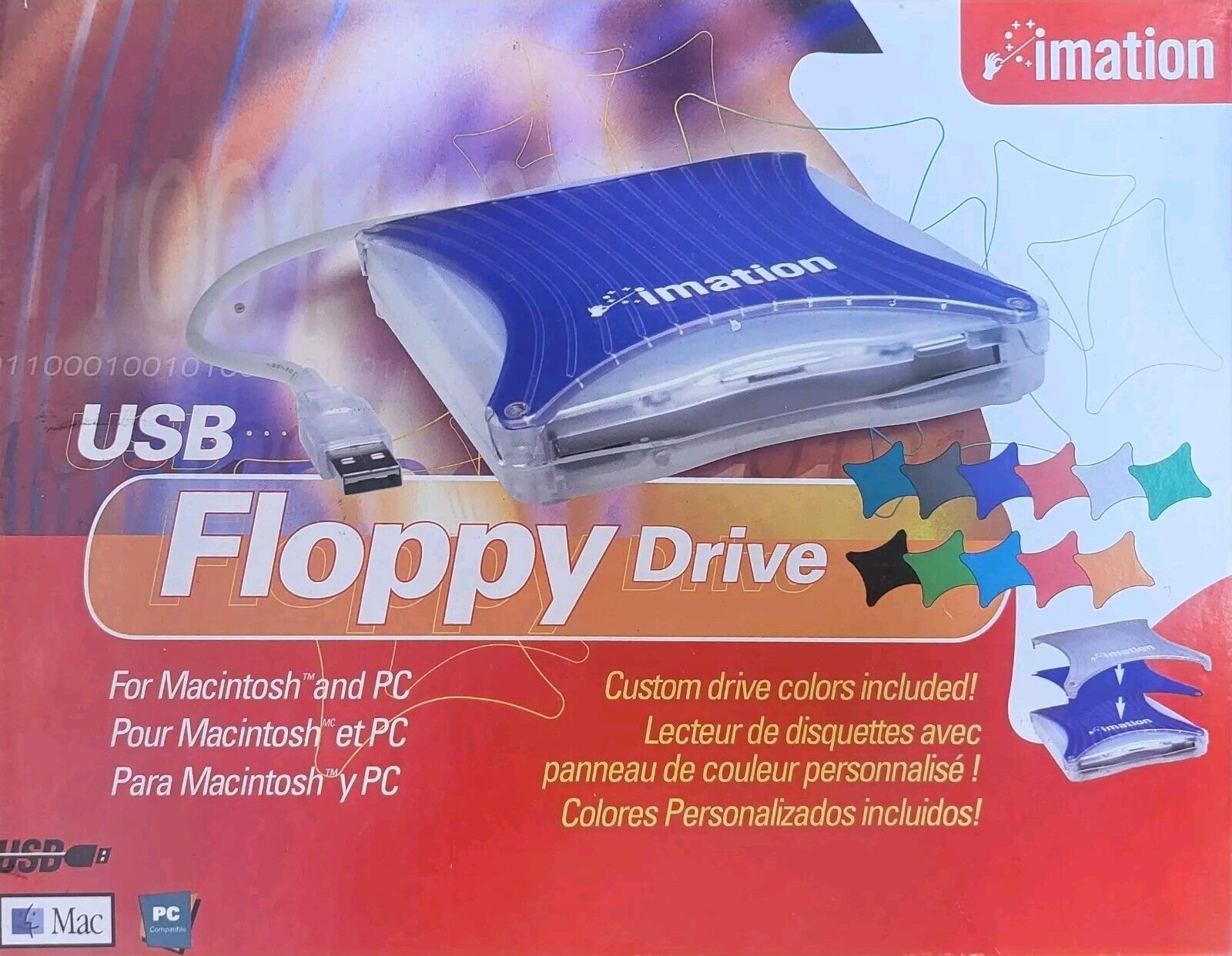 Imation USB Floppy Drive Model 2000 Macintosh & Windows PC Systems Box
