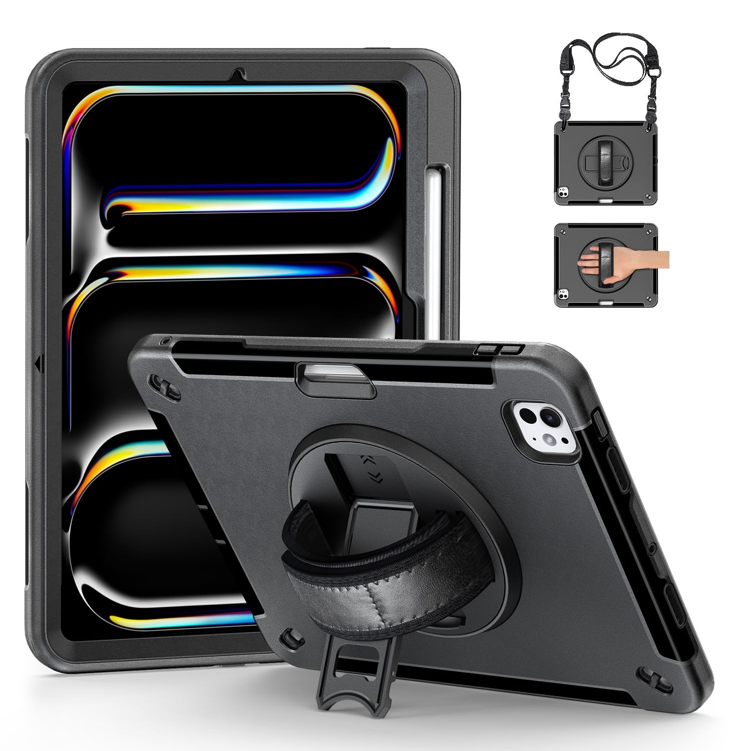 ZenRich Rugged Case for iPad Pro 11 inch M4 M5 Rotating Stand Black Japan Import