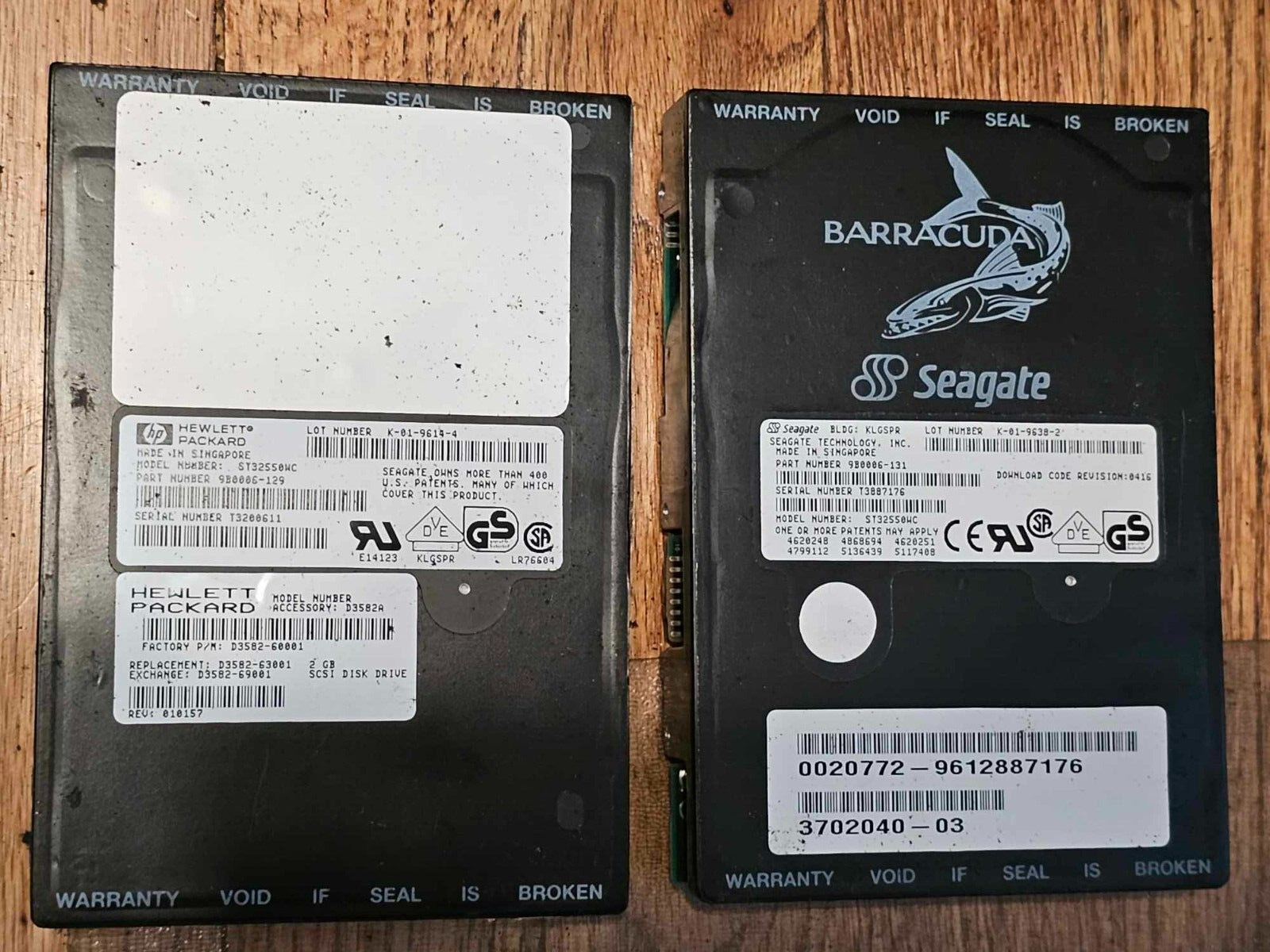 2x Retro Seagate Barracuda ST32550WC 9B0006-142 3702040-03 370-2040 2.1GB SCSI