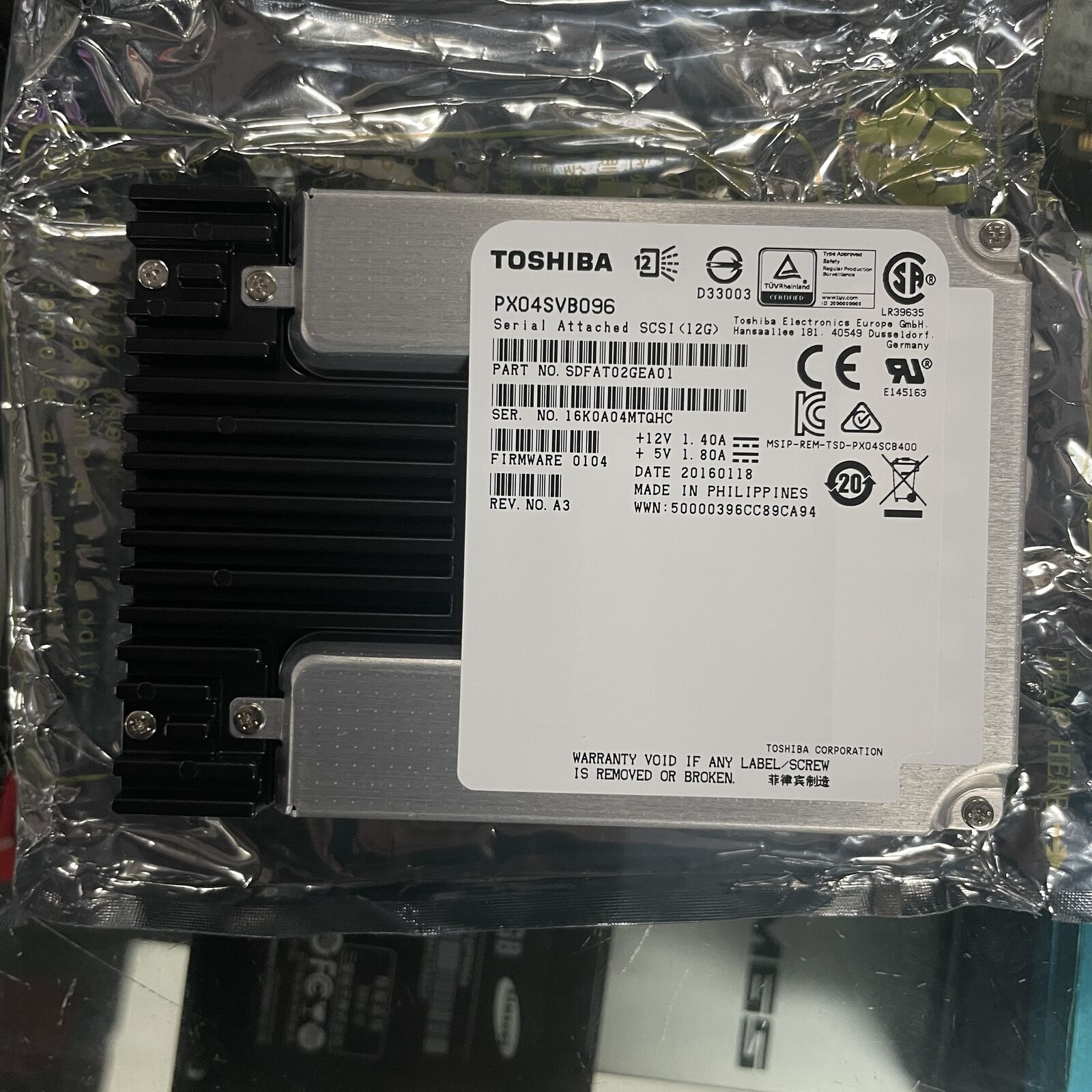 Toshiba Enterprise 960GB PX04SVB096 MLC SAS SSD 12G/s 2.5