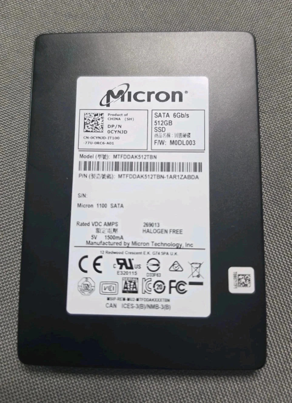 MICRON 1100 Series 2.5" 512GB SATA III 3D NAND Internal SSD MTFDDAK512TBN CYNJD