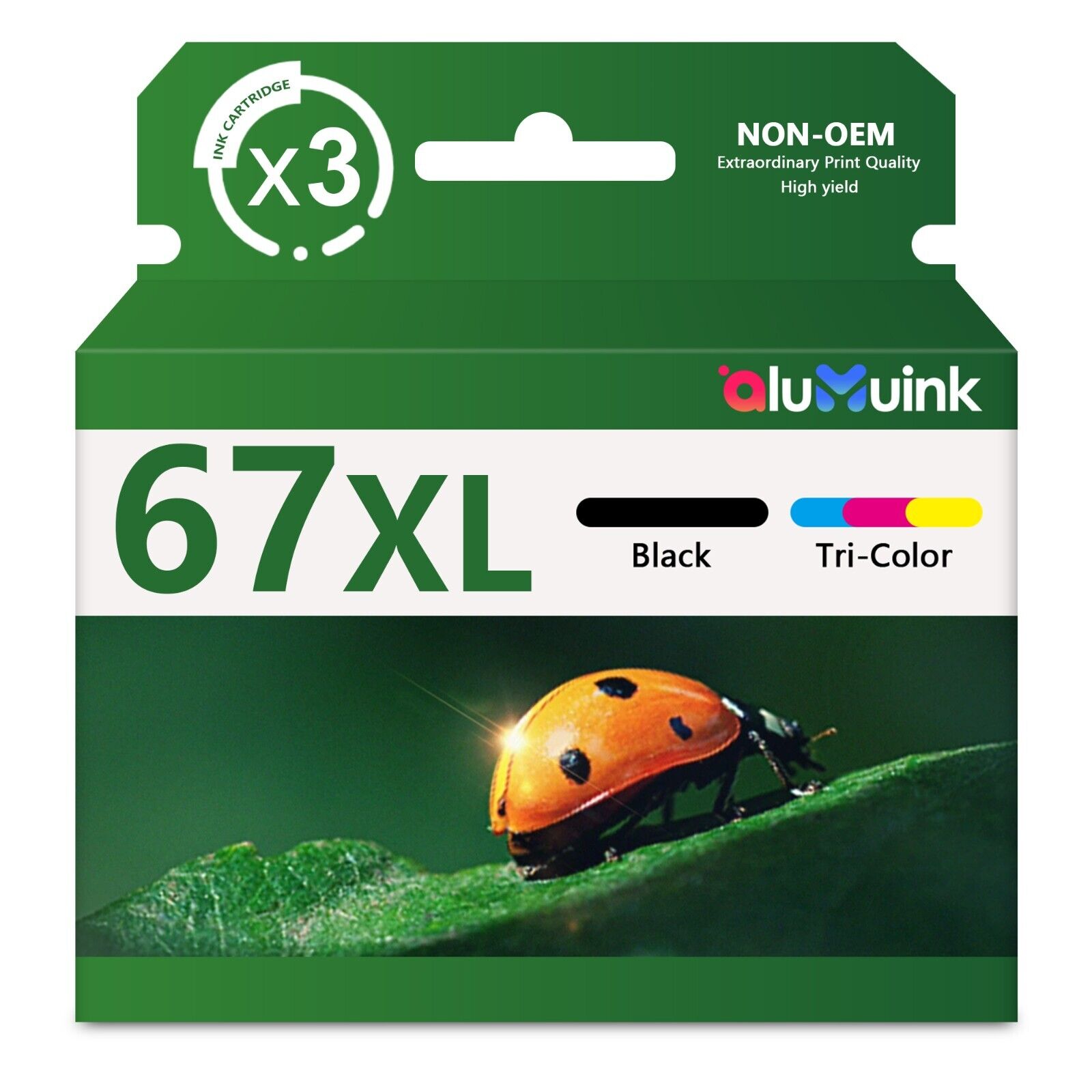 67 Ink 67XL Ink Cartridge (3PK, 2Black/1Tri-color) Replacement for HP 67XL Ink