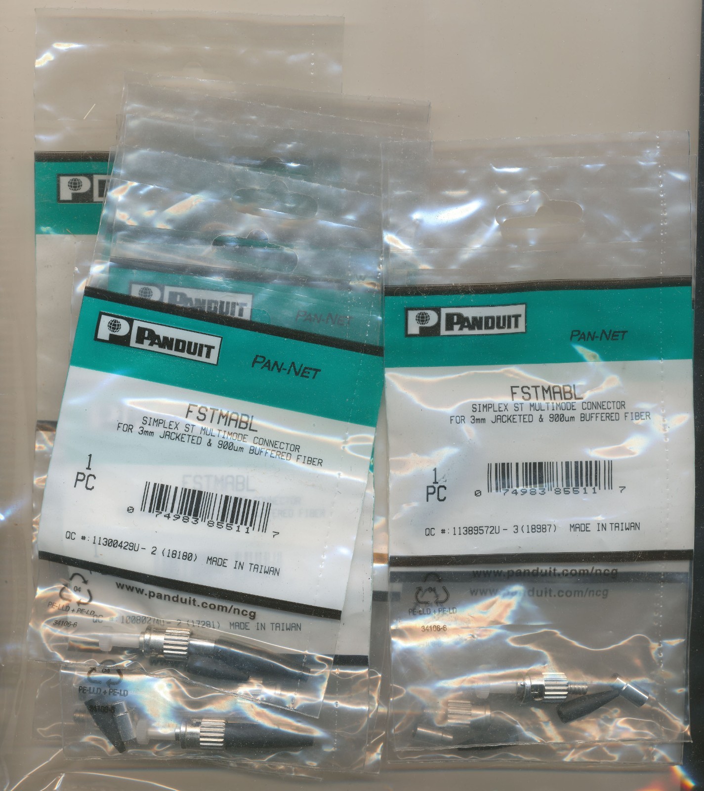 G14 - LOT OF 12 PANDUIT FSTMABL SIMPLEX ST MULTIMODE CONNECTOR FOR 3mm JACKETED