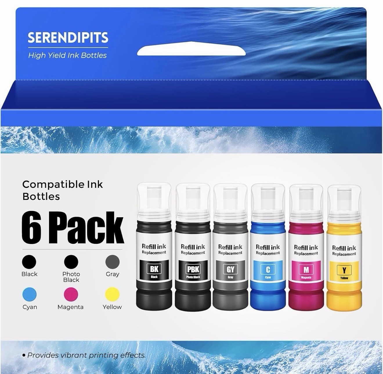 For EPT552 Ink Refill Bottles 6-Pack ET-8550 ET-8500 Ink Refill Bottle