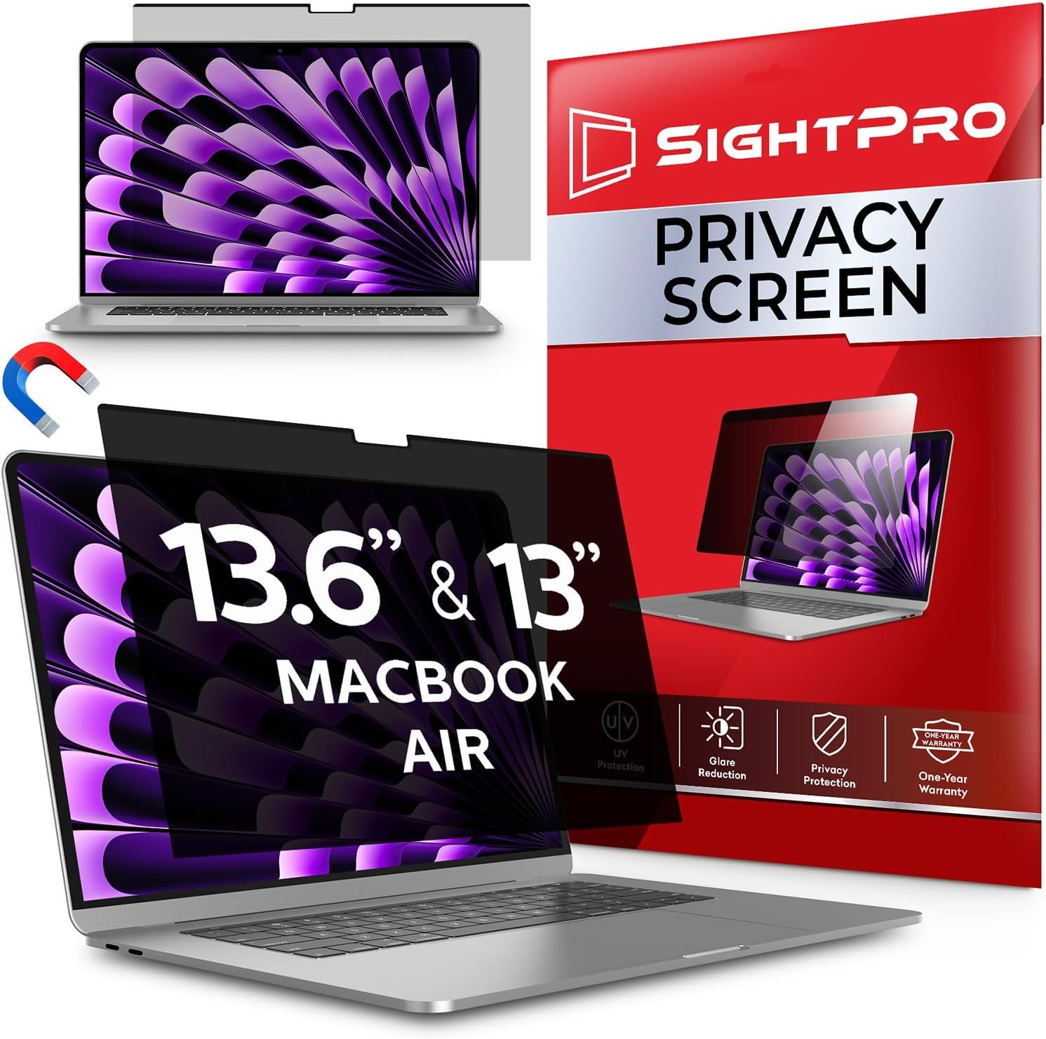 Removable Magnetic Privacy Screen Shield for MacBook Air 13 & 13.6 Inch (2022-20