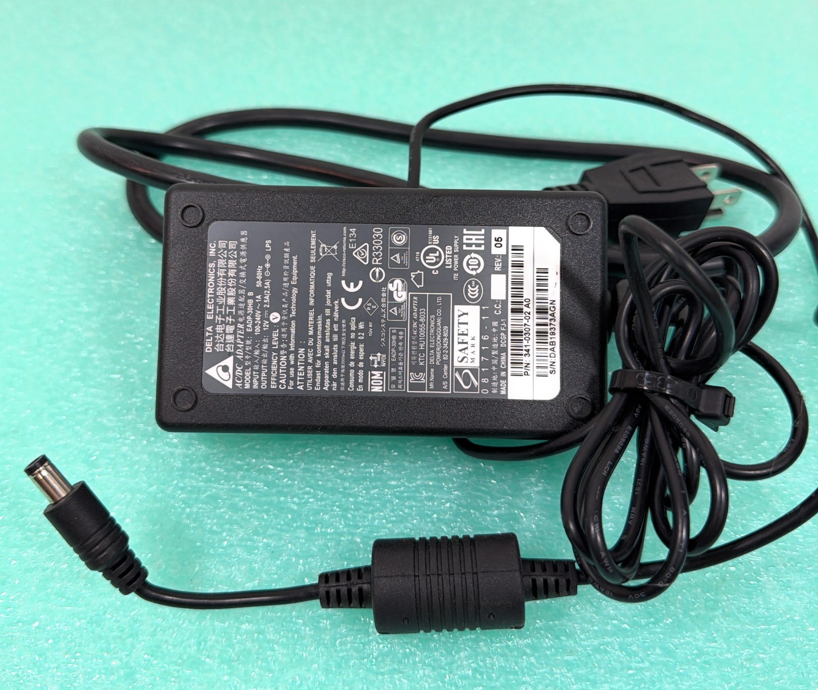 Delta Electronics EADP-30HB-B AC/DC Power Supply Adapter, 341-0307-02, 12V 2.5A