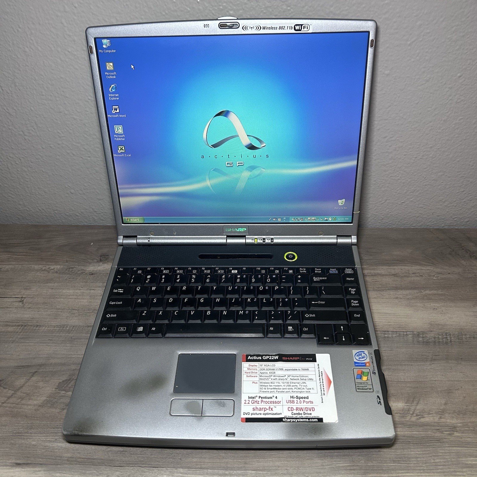 Sharp GP22W Vintage P4 Laptop Floppy Parallel WinXP No Battery Tested Working