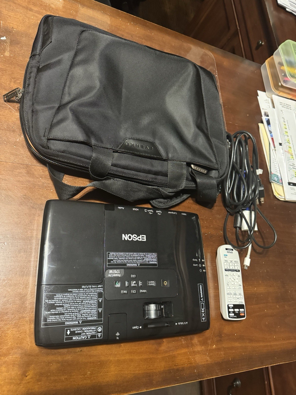 Epson PowerLite 1761W LCD Projector 1280x800 2600lm HDMI Remote Case Cable