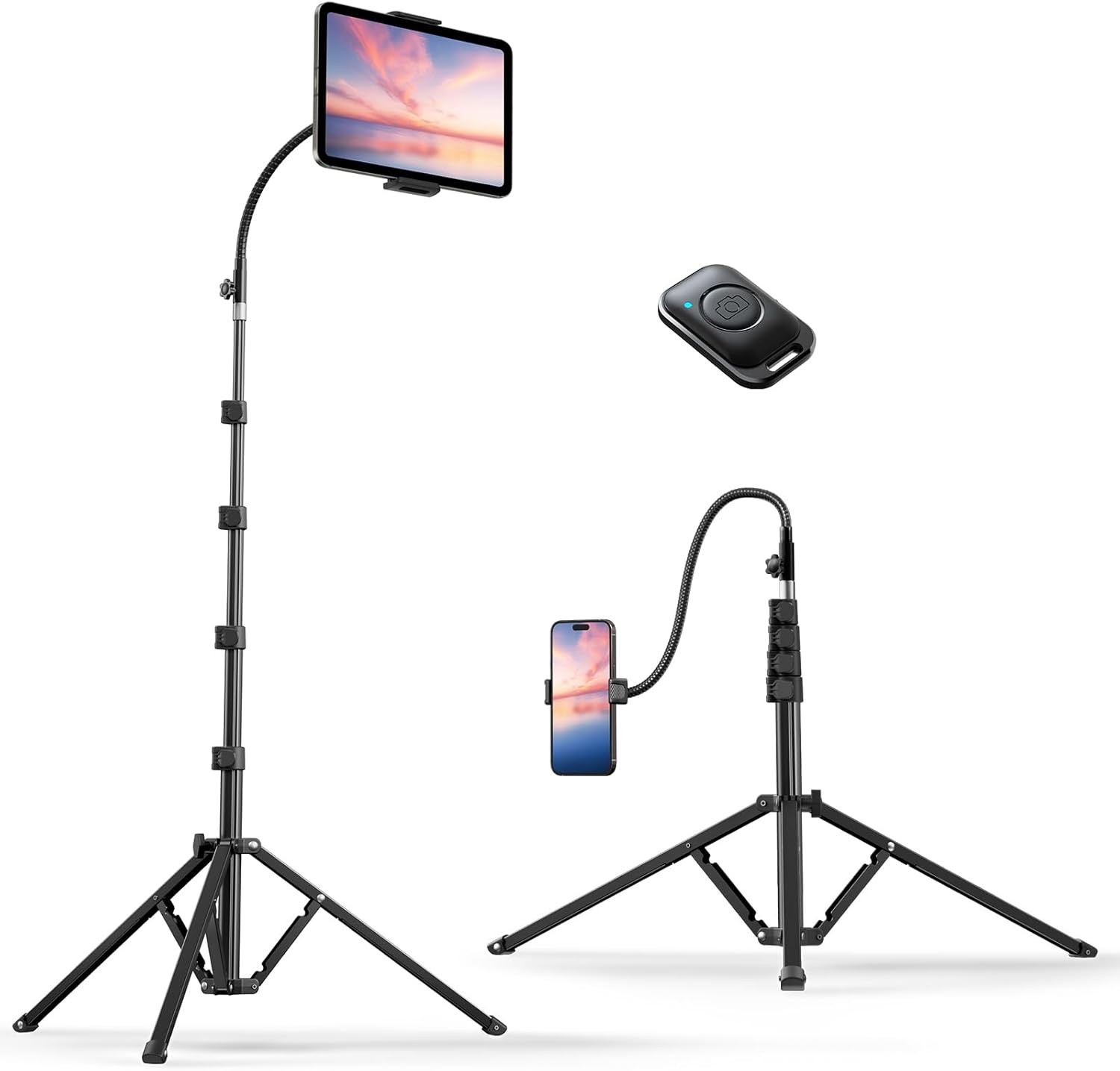 Heavy Duty Tablet Tripod Stand 82” Tall, Floor Stand with Remote and Adj