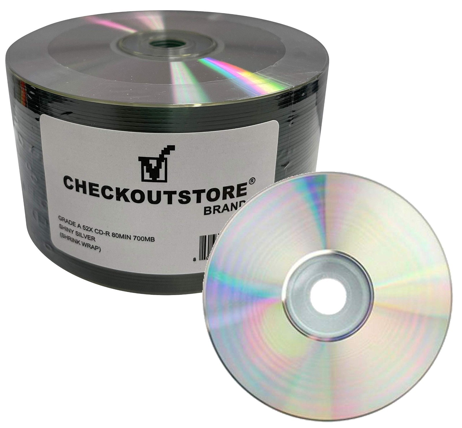 100 Grade A 52x CD-R 80min 700MB Shiny Silver Discs - Bulk Pack, High Quality