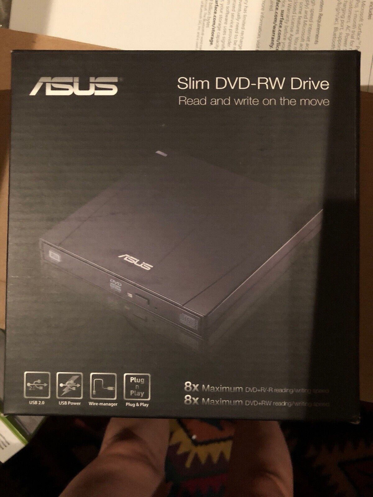 ASUS External Slim DVD-RW Optical Drive USB 2.0 SLIM EXT.DVD-RW/BK Black