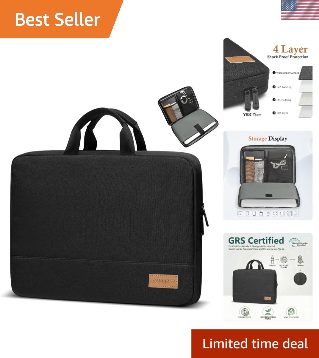 Water-Resistant 17 Inch Laptop Sleeve Bag - Modern Style with 4-Layer Protection