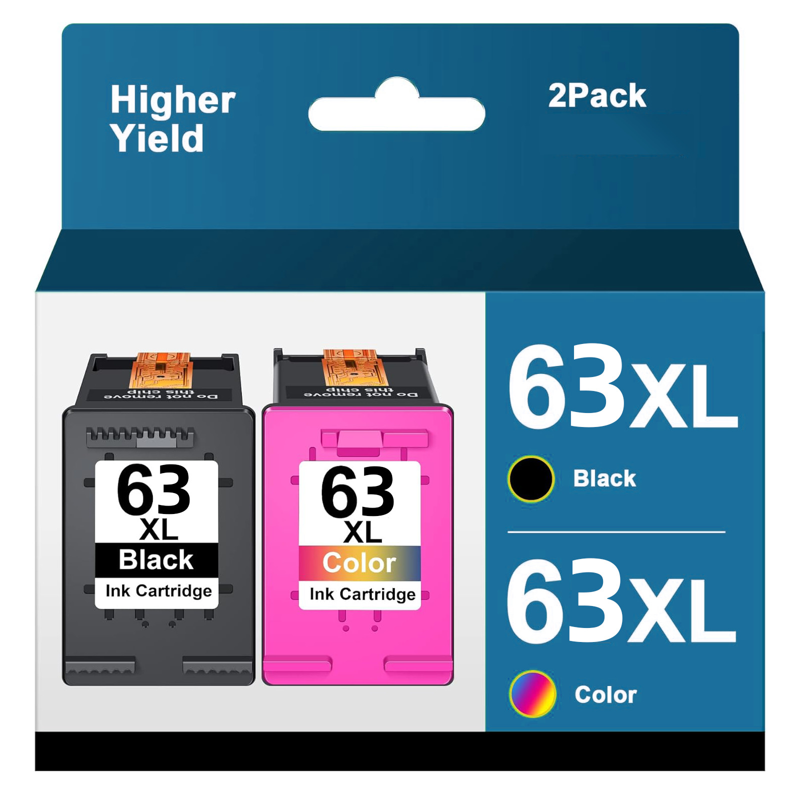 63XL Ink Cartridge Compatible for HP 63 OfficeJet 3830 4650 5255 Envy 4520 4522