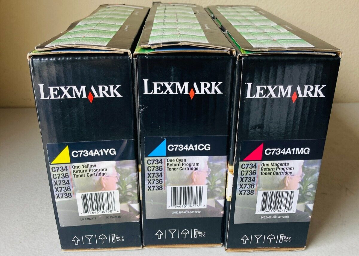 🔥Genuine Set of 3 Lexmark C734A4CG C734A4MG C734A4YG SEALED OEM 🔥