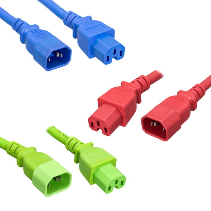 2-10FT Color Extend Power Cable IEC320 C14/C15 14 AWG Server Data Network Router
