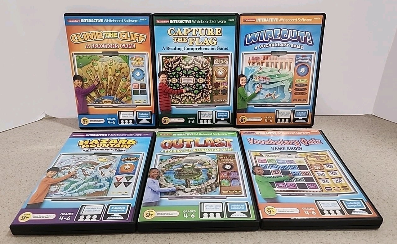 Lot of 6 Lakeshore Interactive Whiteboard Software PC/Mac Grades 4th - 6th Read