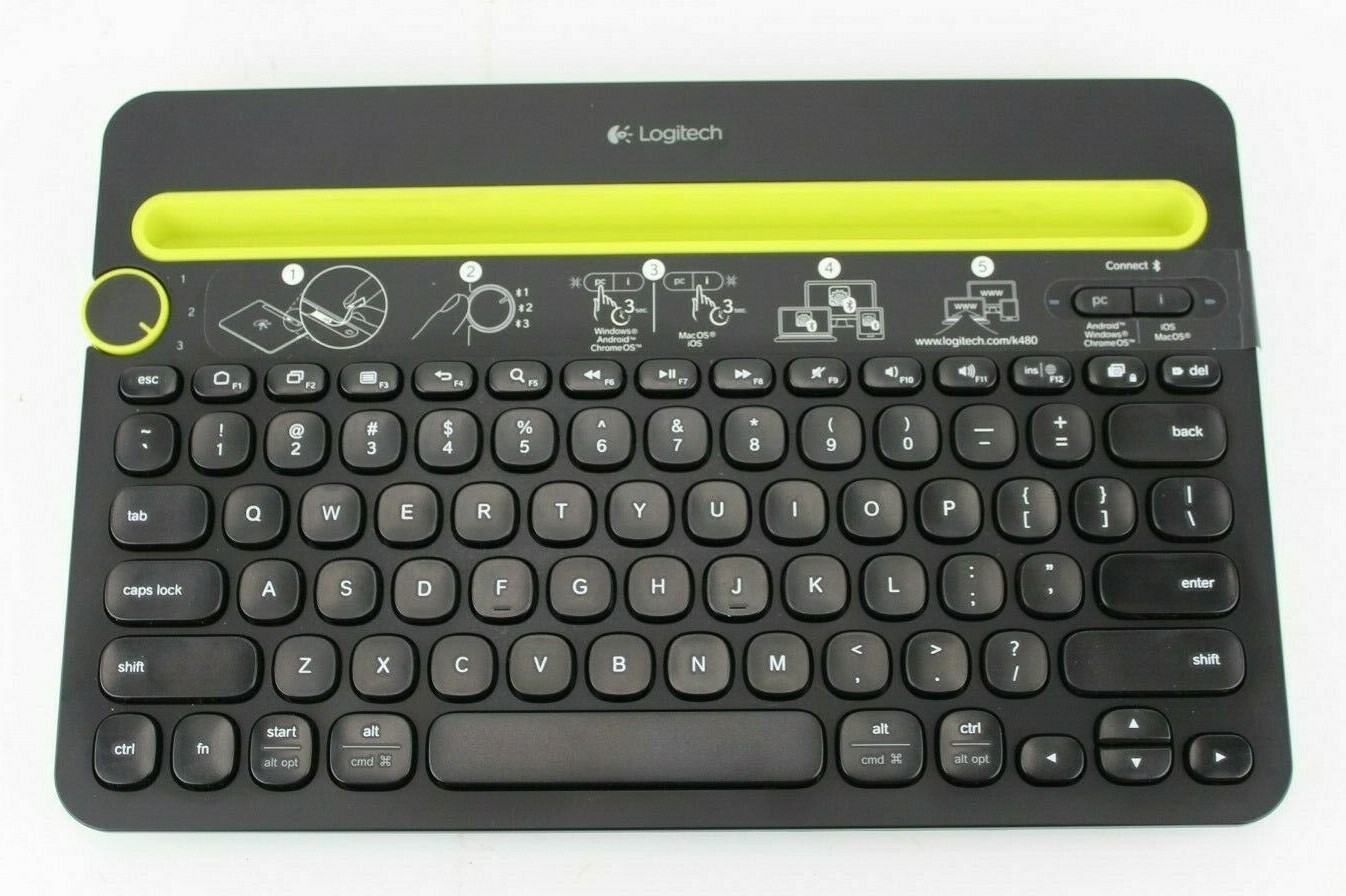 Logitech K480 920-006342 Black Bluetooth Wireless Mini Multi-Device Keyboard 
