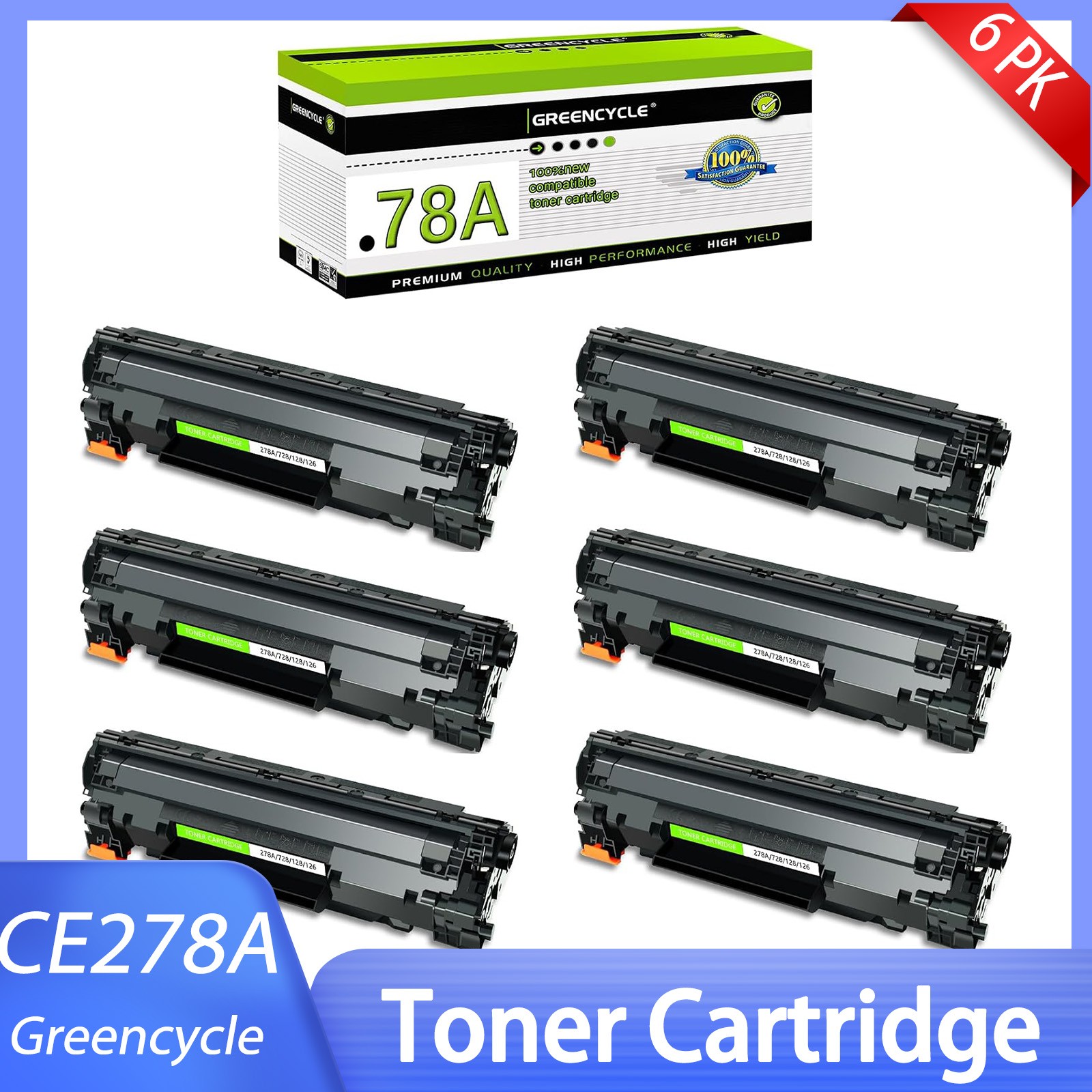 GREENCYCLE 6PK 78A CE278A Toner For HP LaserJet Pro M1536DNF MFP P1560 P1606DN