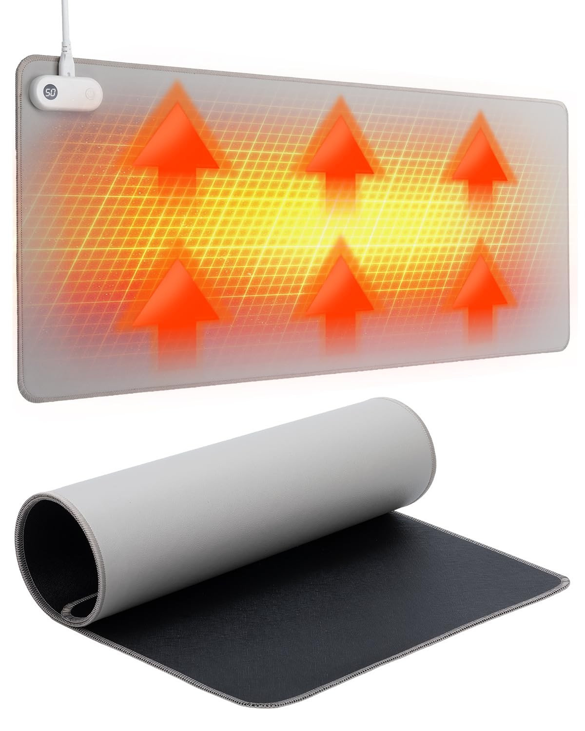 Heated Desk Pad, 31.5x13 Fast Heating Mouse Pad with 5 Temperature Settings, ...