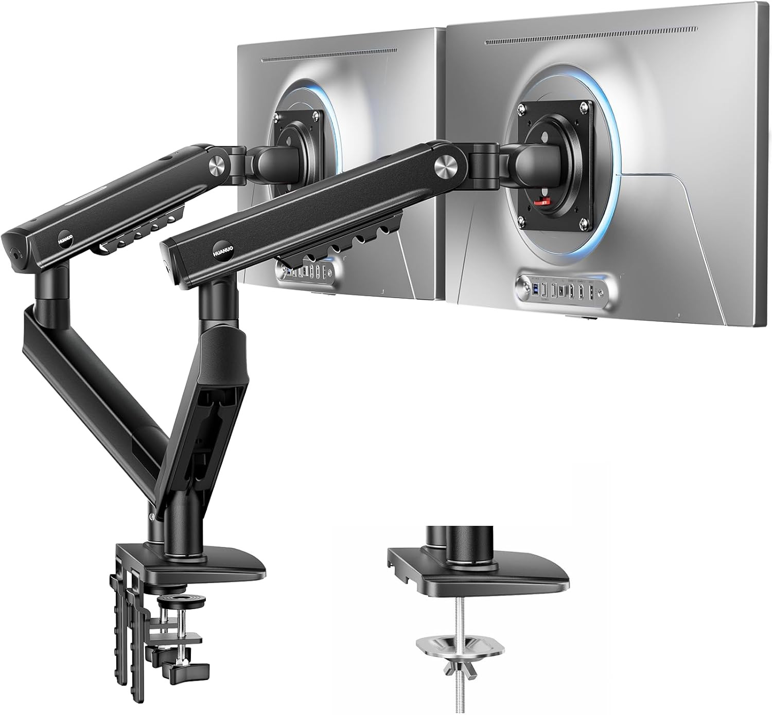 HUANUO FlowLift Pro Dual Monitor Mount for 13–32" Screens, MechaSpring Monitor S