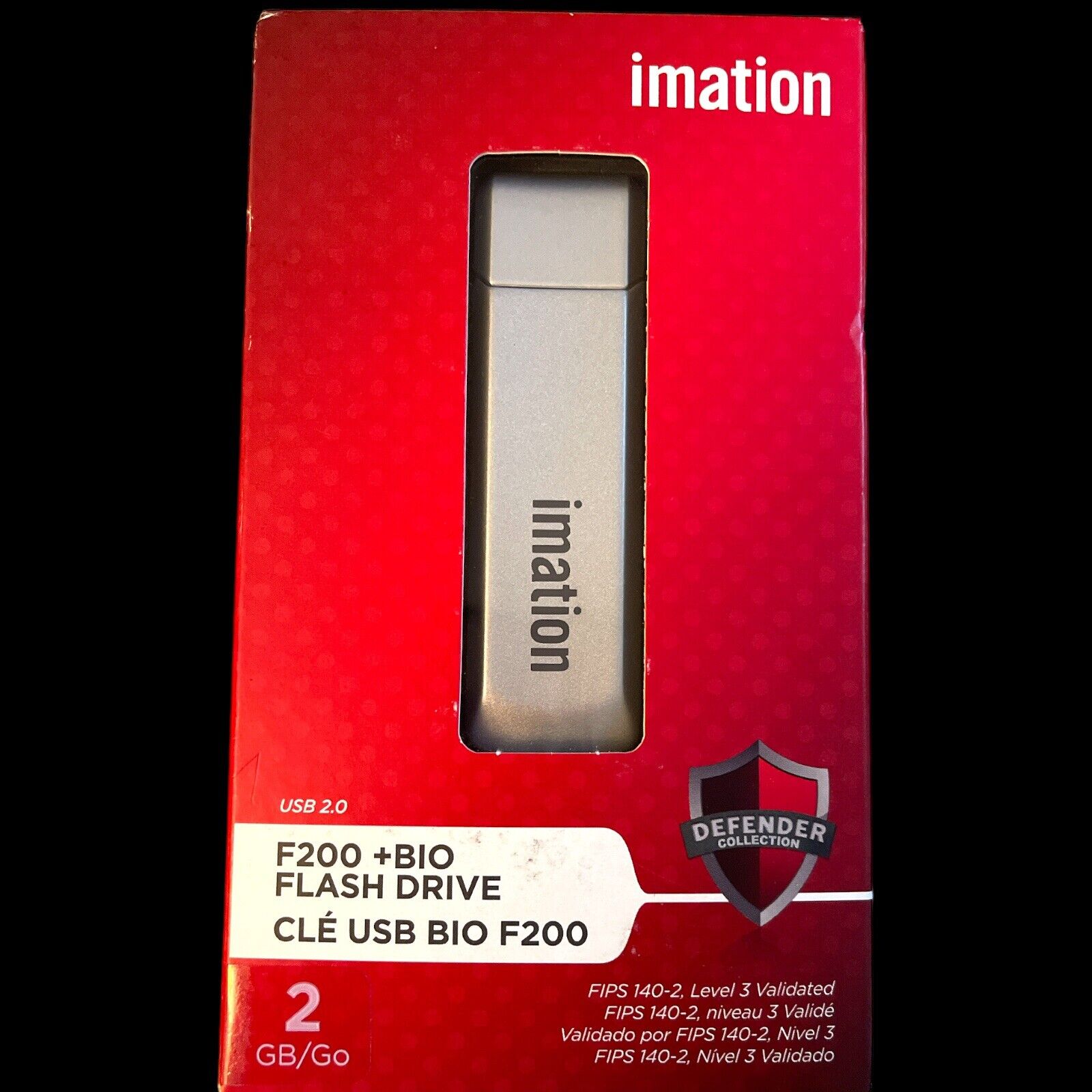 Imation Defender F200 + Bio USB Flash Drive 2G Fips 140-2 Level 3 Validated 256