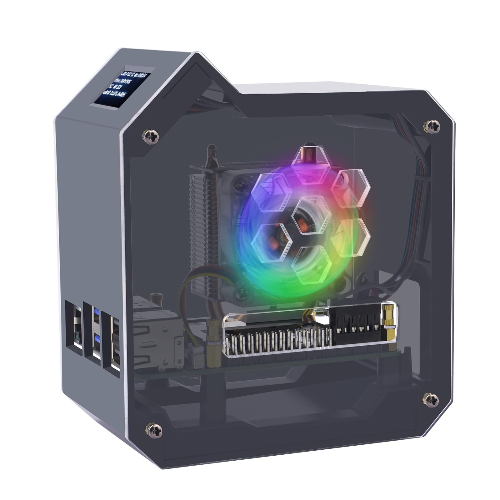 GeeekPi Mini Tower Kit for Raspberry Pi 5, Pi 5 Case with ICE Tower Cooler, 0.96