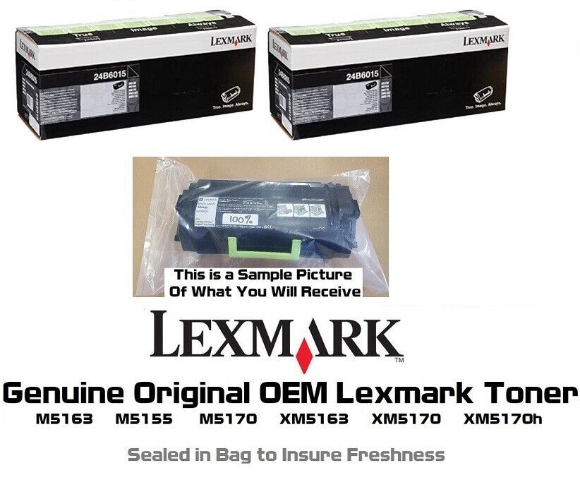 2 Mostly New Genuine Lexmark 24B6015 Toners M5163 M5155 M5170 XM5163 70% and 75%