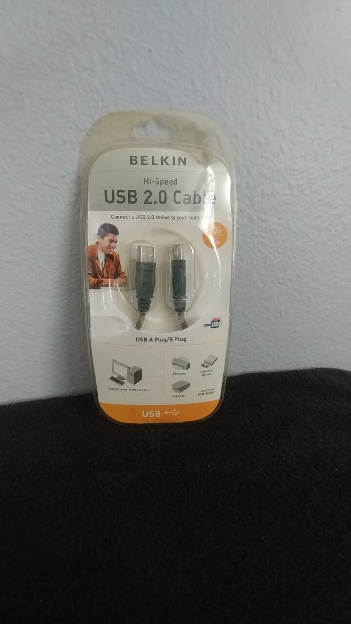 New BELKIN Printer Cable USB 2 High-Speed 2.0 Cable 10 FOOT  3mm   USB A Plug to