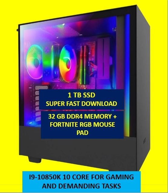 i9-10850k 10 CORE Gaming Desktop PC 1TB SSD 32GB RTX 4070 Ti 5060 5060 Ti 5070Ti