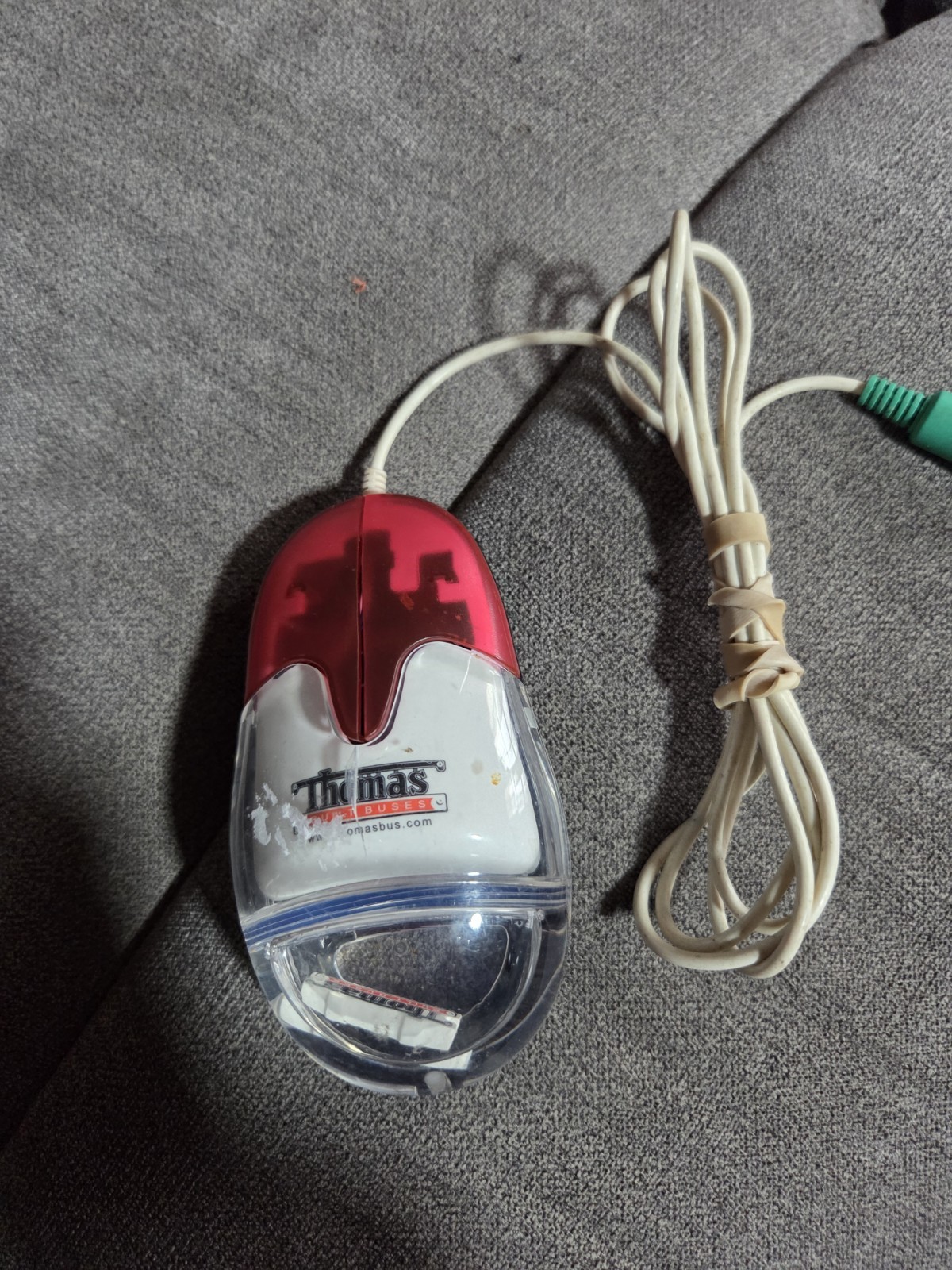 Rare Aqua Computer Mouse  Wired Vintage Advertising Thomas Built Buses