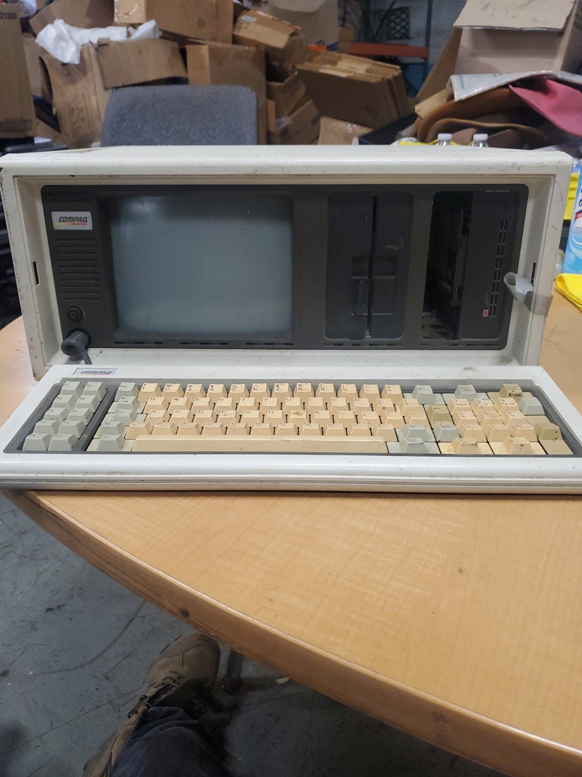 Compaq Portable Vintage Computer With Built In Keyboard 