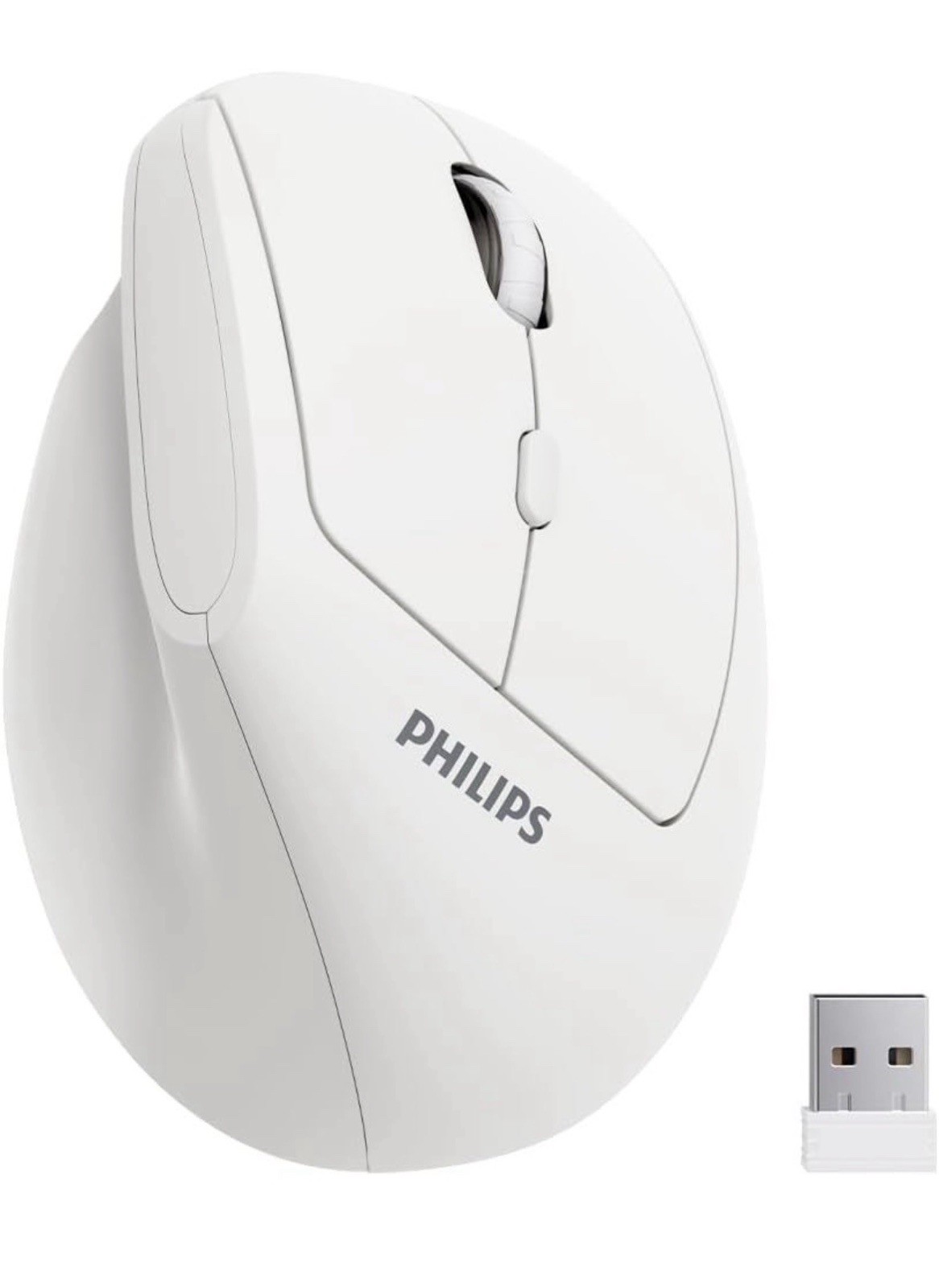 Philips SPK7628 Wireless Vertical Ergonomic Optical 1600 DPI 6-Button, White
