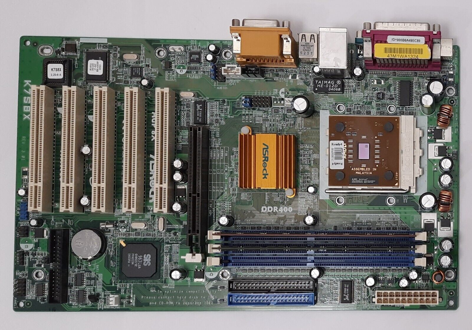 Asrock K7S8X Socket A AGP Retro Motherboard + AMD Athlon XP 2000+ + 1GB DDR RAM
