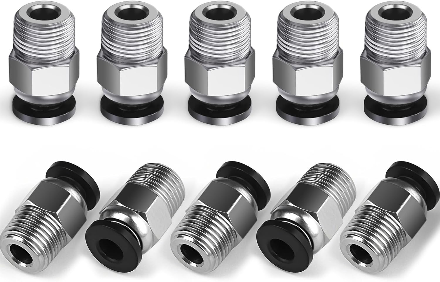 10PCS PC4-M10 PTFE Tube Connector Fittings, Bowden Coupler for 3D Printer