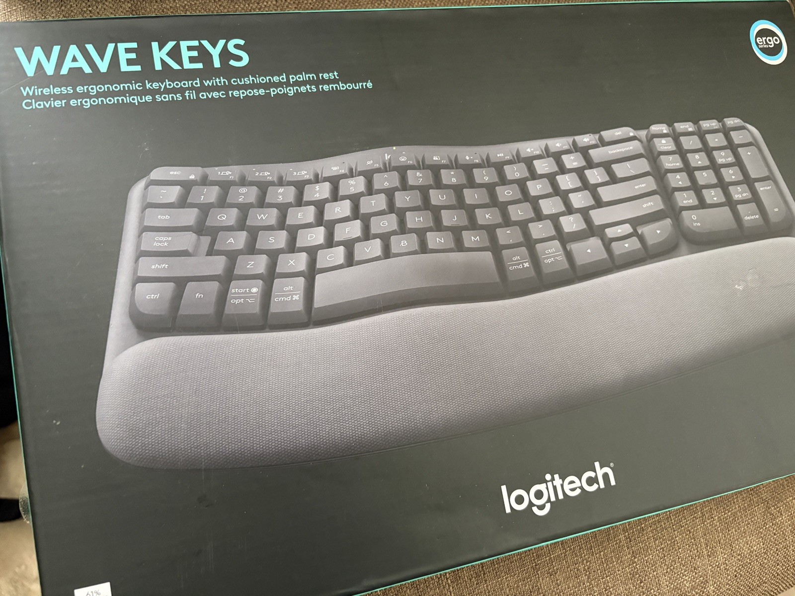 Logitech Wave Keys Wireless Ergonomic Keyboard Bluetooth Graphite NO DONGLE