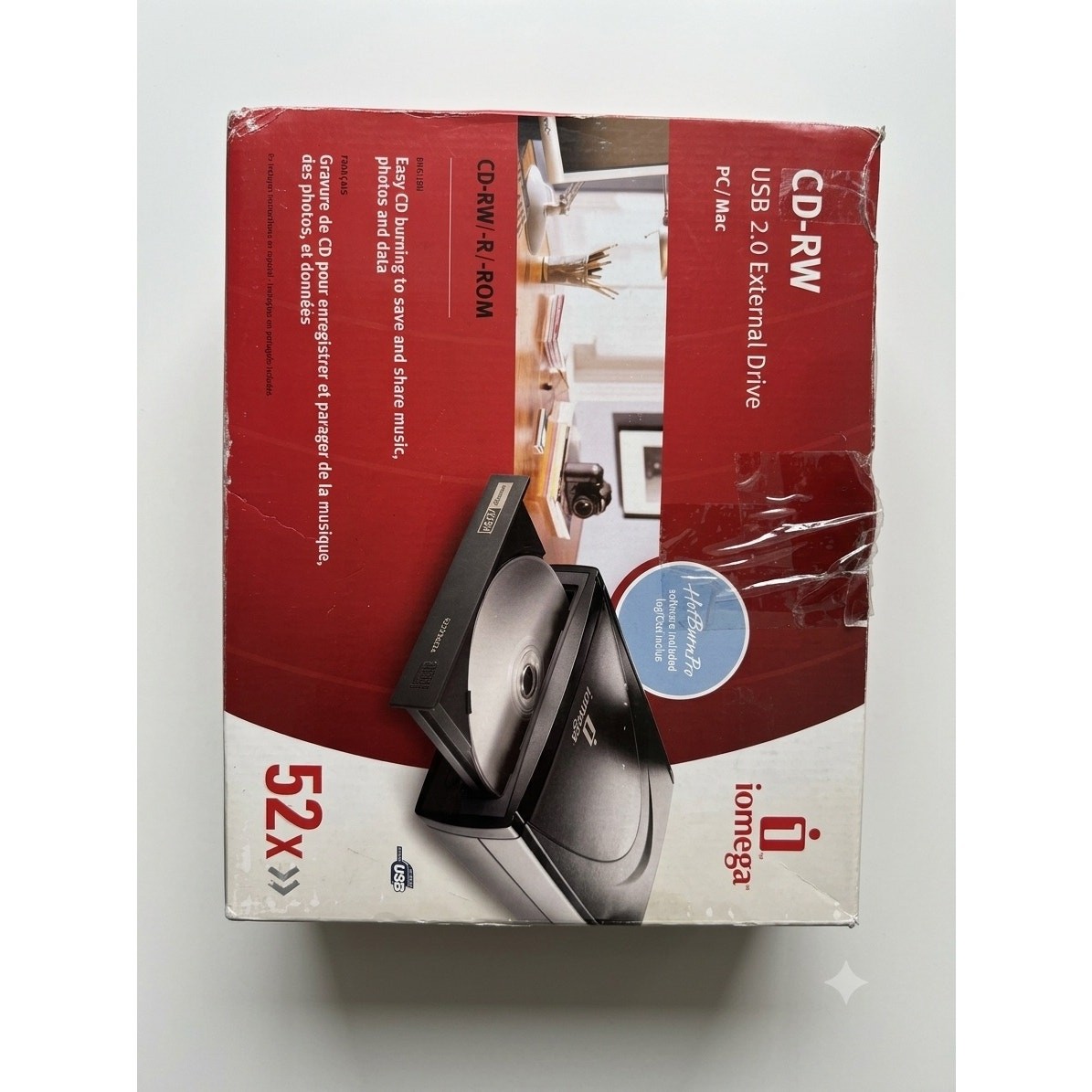 Iomega CD-RW External Drive 52x USB 2.0 PC/Mac Vintage Tech Model CDRW55292EXT