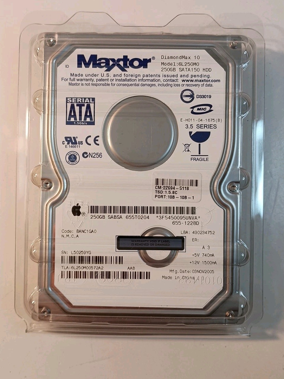 Maxtor Apple 250GB DiamondMax 10 Model 6L250M0 NEW