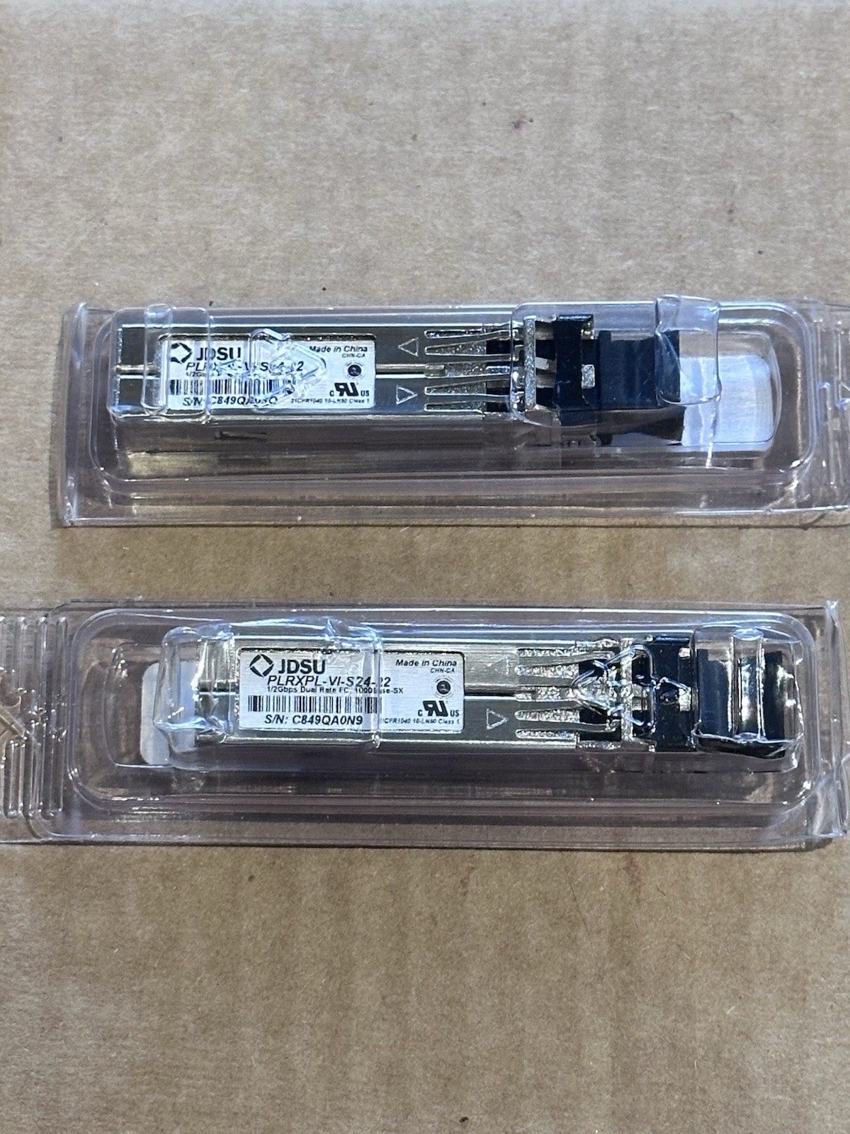 2 PLRXPL-VI-S24-22 JDSU 1 Gbps (1/2 X 2) Dual Rate FC 850nm eSFP Transceivers
