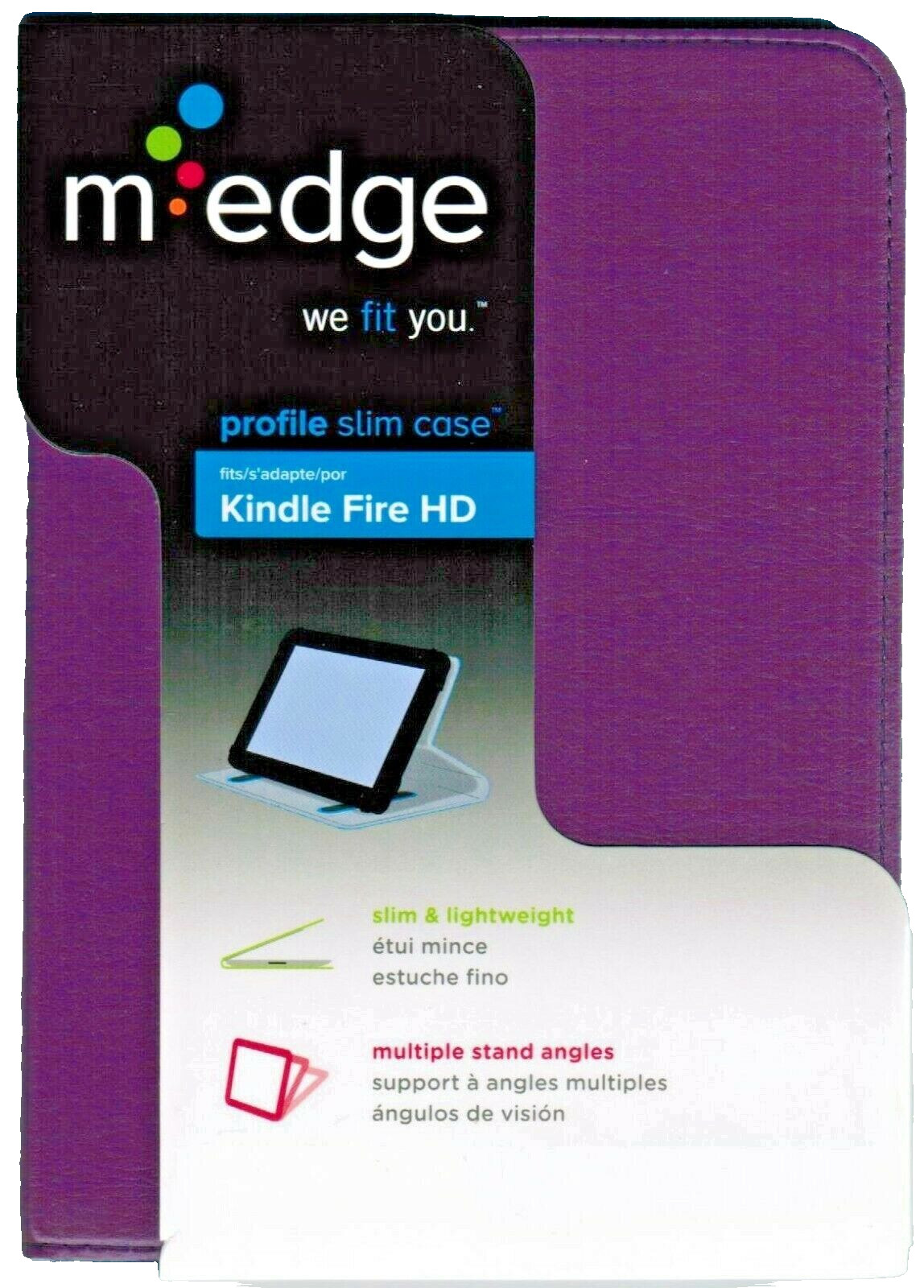 Amazon Kindle Fire HD 7" Tablet M-Edge Profile Slim Purple Folding Folio Case