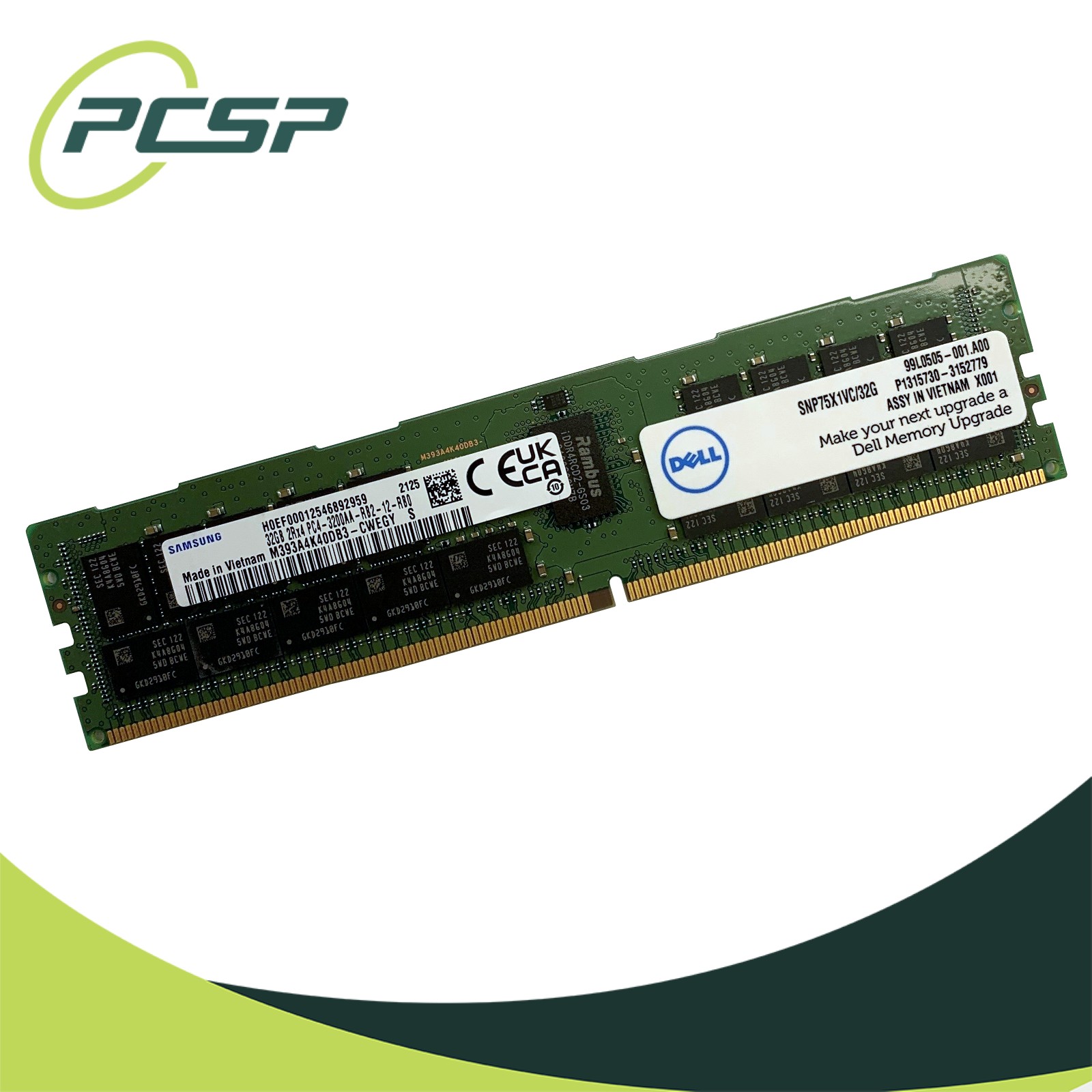 Samsung 32GB 2Rx4 PC4-3200AA-R DDR4 ECC REG RDIMM Memory M393A4K40DB3-CWEGY