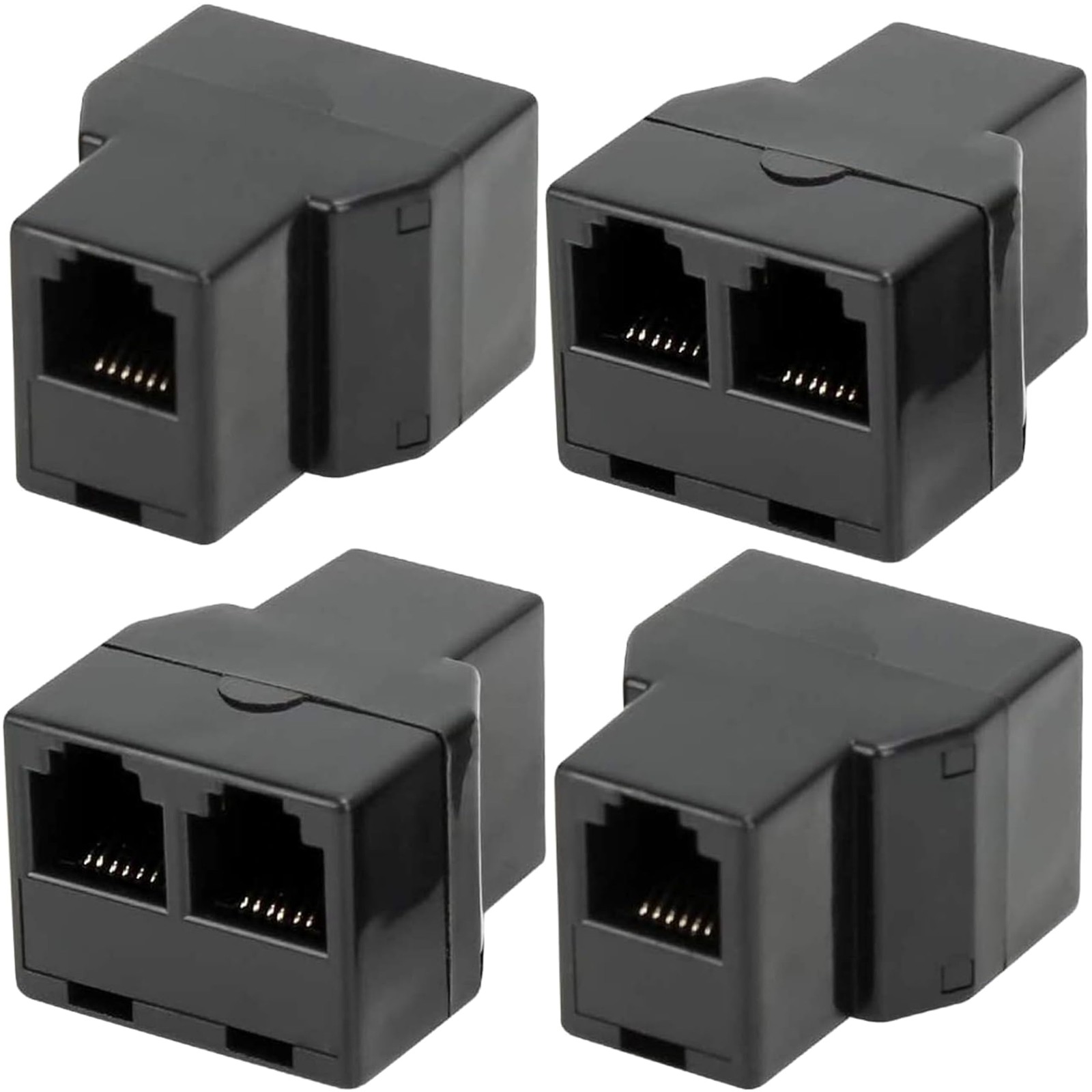 4 Pack Telephone Line Splitters RJ12 6P6C 1 Female to 2 Female Telephone Land...