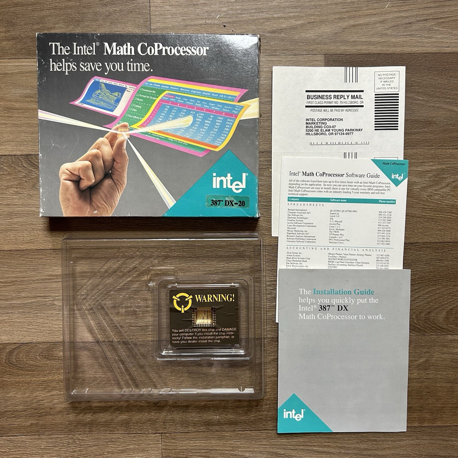 Vintage intel Math CoProcessor 387 DX-20 CIB 1989 A80387DX-20 SX105 / UNTESTED