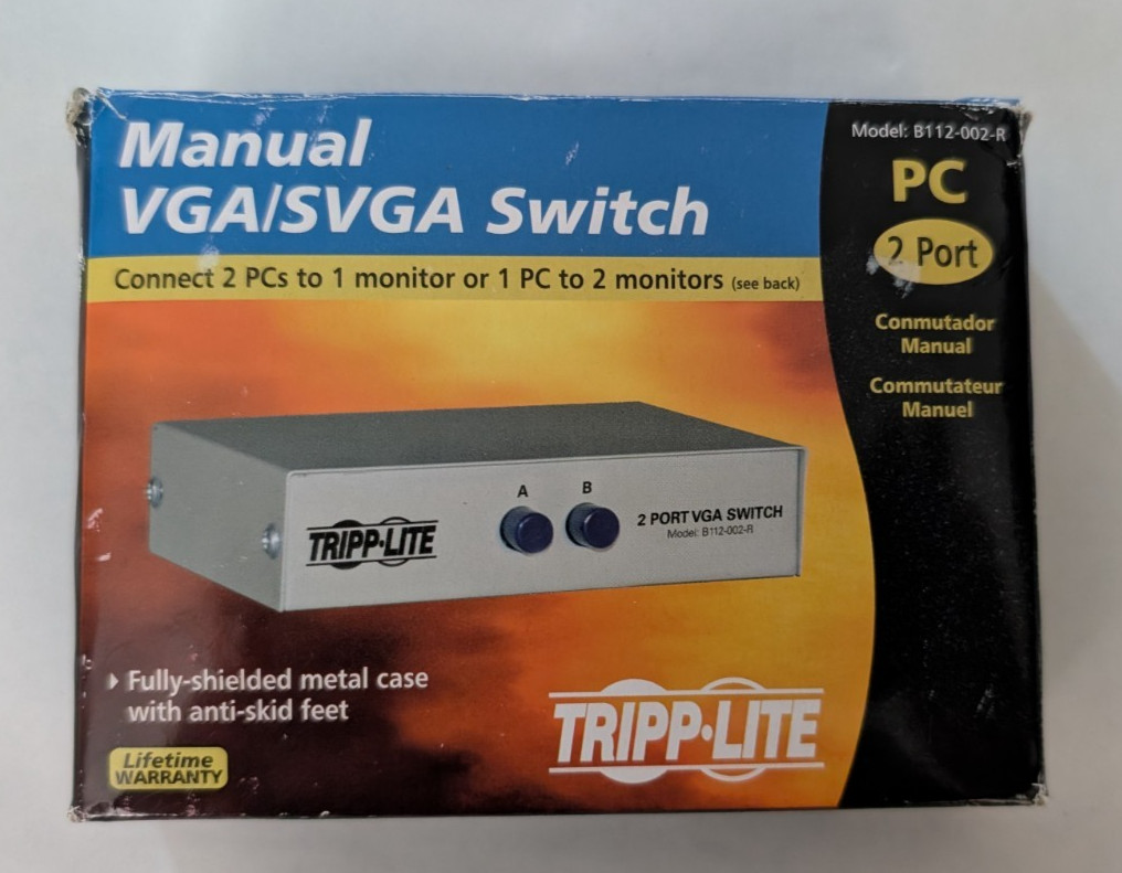 Tripp-Lite 2 Port Manual VGA SVGA Switch Input and Output Splitter B112-002-R