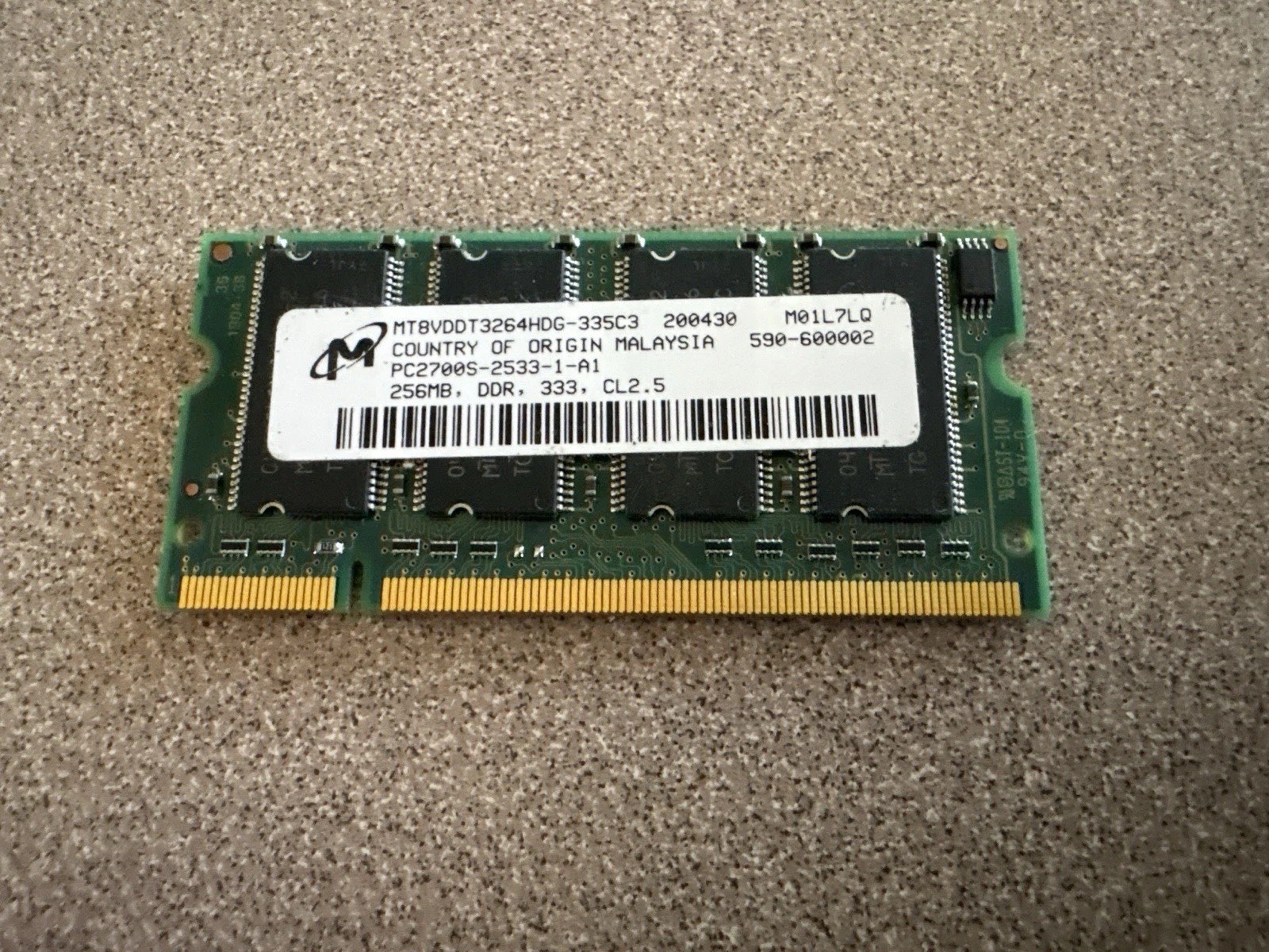 Micron 256MB DDR 333MHz PC2700S Laptop RAM SO-DIMM Tested Working MT8VDDT3264HDG