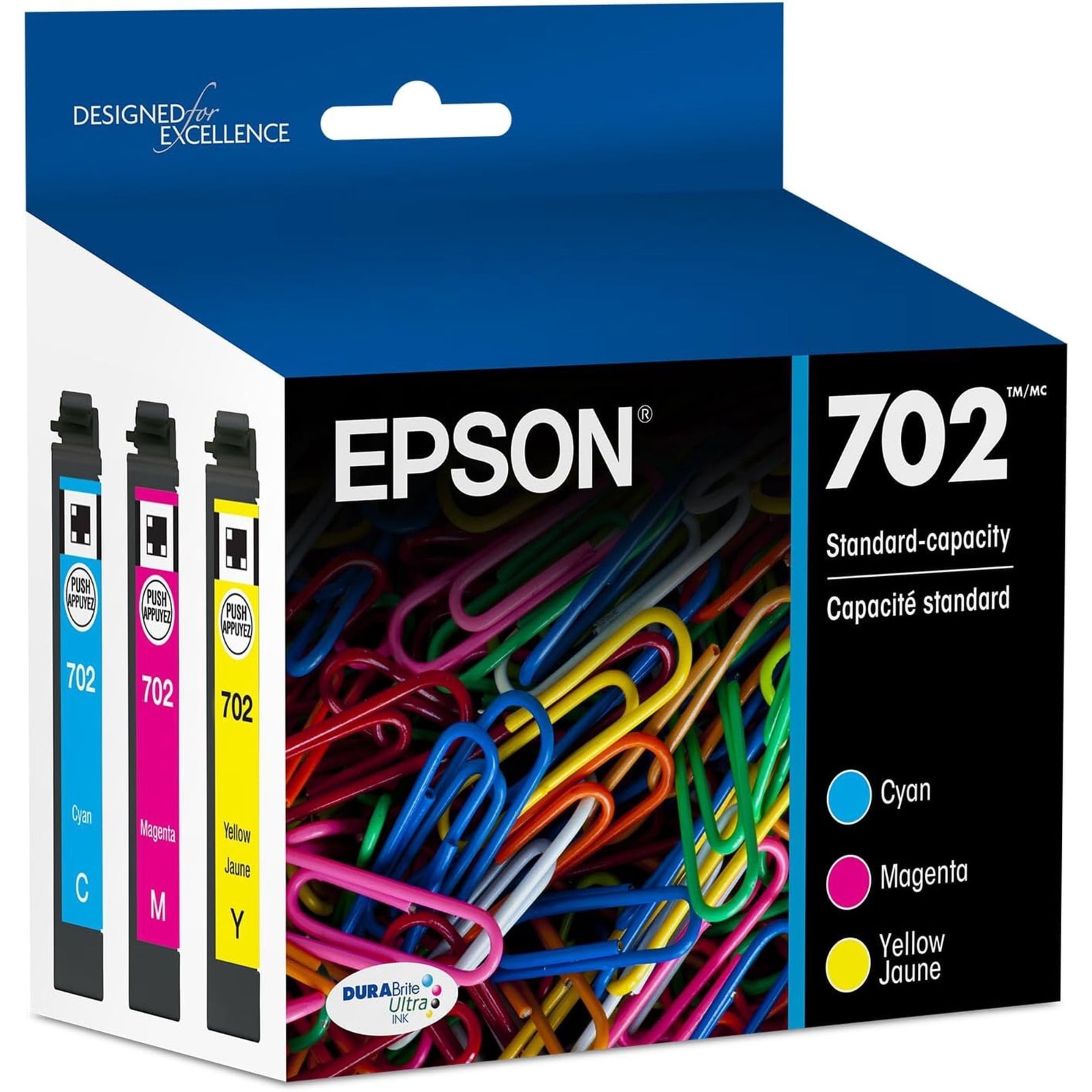 Epson 702 C/M/Y Color Ink Cartridges 3-Pack T702520-S (FREESHIP)