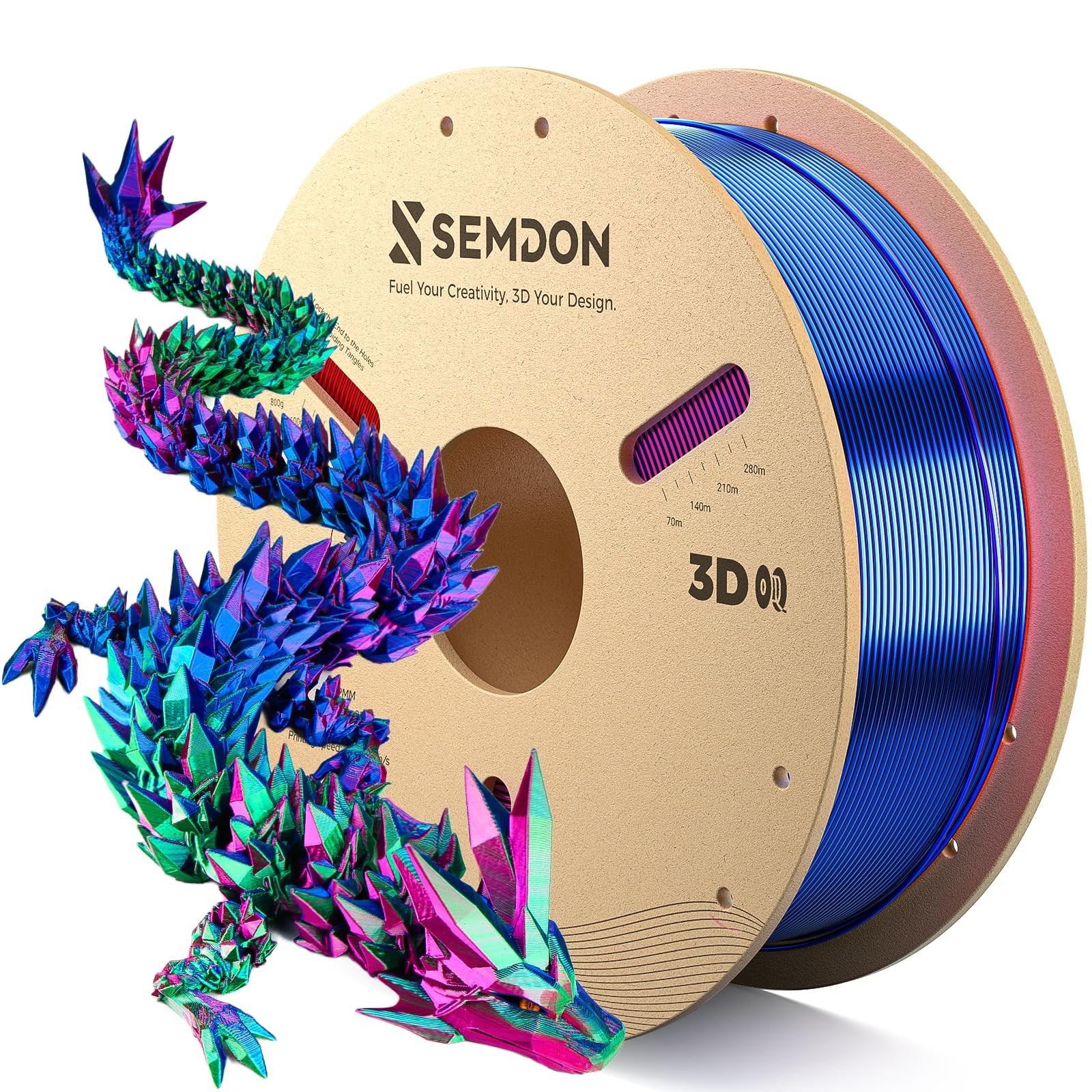 PLA Filament 1.75mm, Tri-Colors Gradient Rainbow Silk PLA Filament ±0.02mm - ...